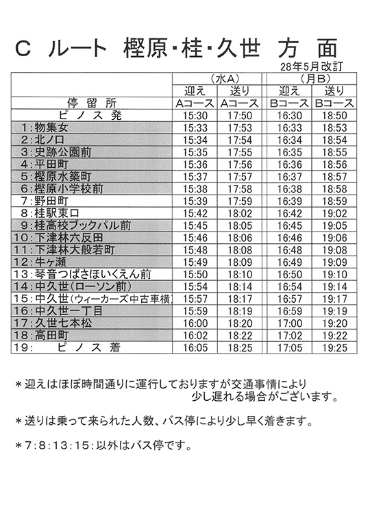 ルートC 時刻表